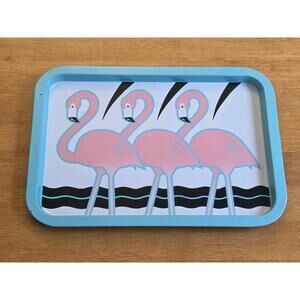 1985 Vandor Pelzman Designs Flamingo Metal Serving Tray Vintage Made In Spain